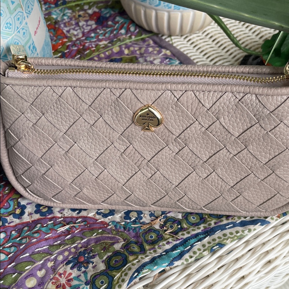 Kate Spade Taupe Woven Shoulder Bag - Picture 3 of 16